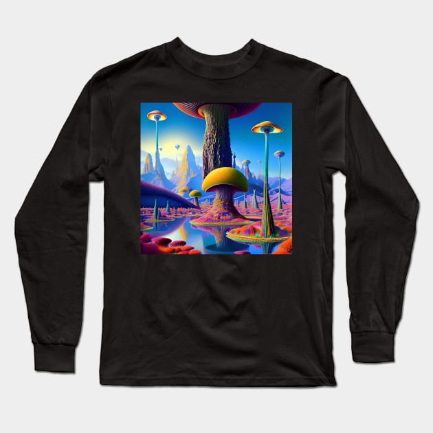 Shroom Fantasy Dream Worlds 12 Long Sleeve T-Shirt by Benito Del Ray